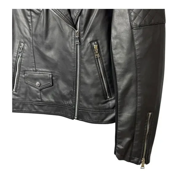 Express black faux leather quilted moto jacket size large NWT - Picture 5 of 9